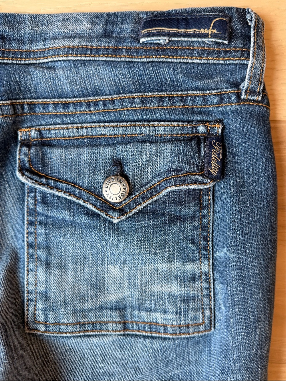 Fidelity Denim Galiano Low Rise Flare Bootcut Jeans Button Flap Pocket 29